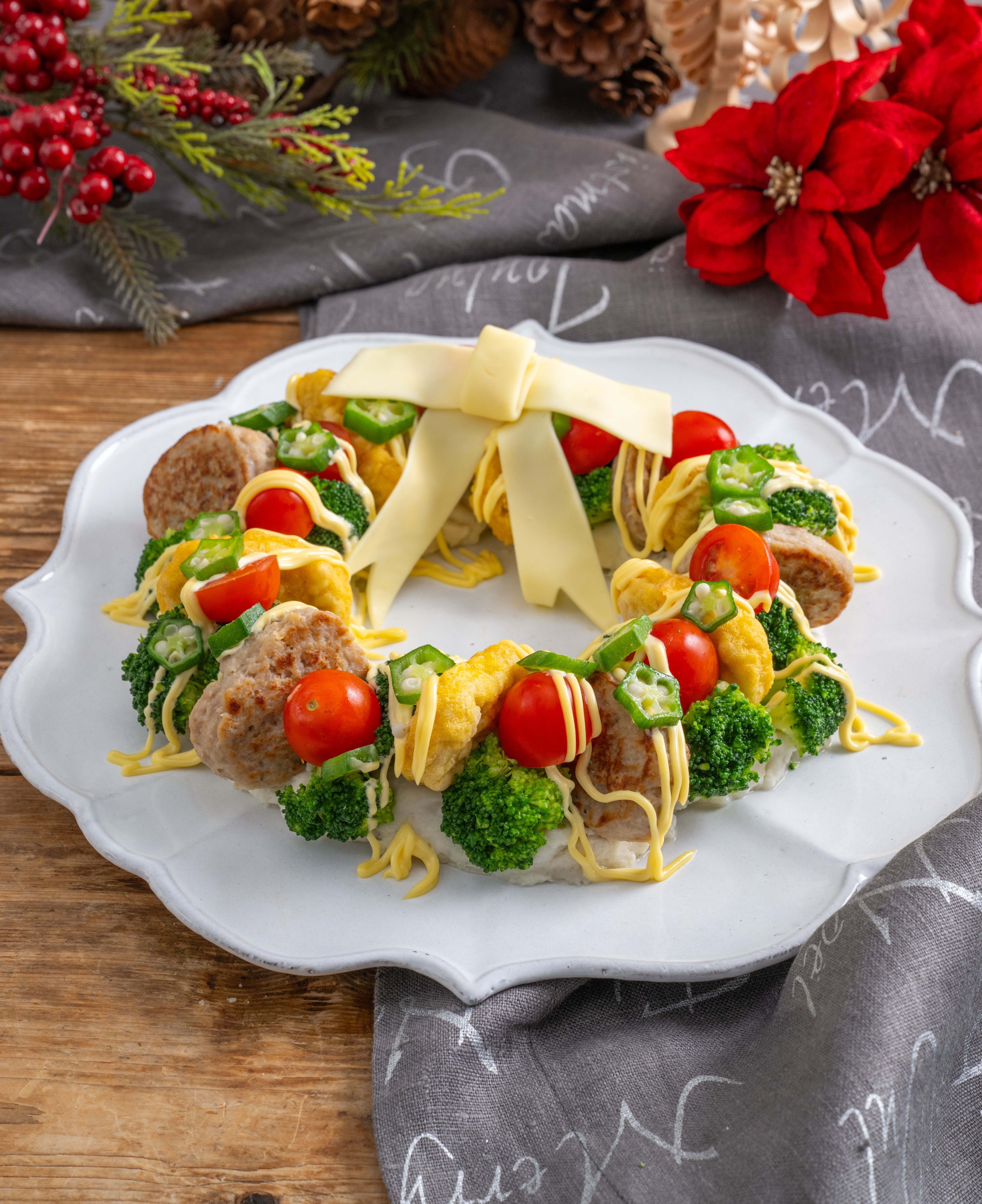 冷凍食品で作るリース型オードブル