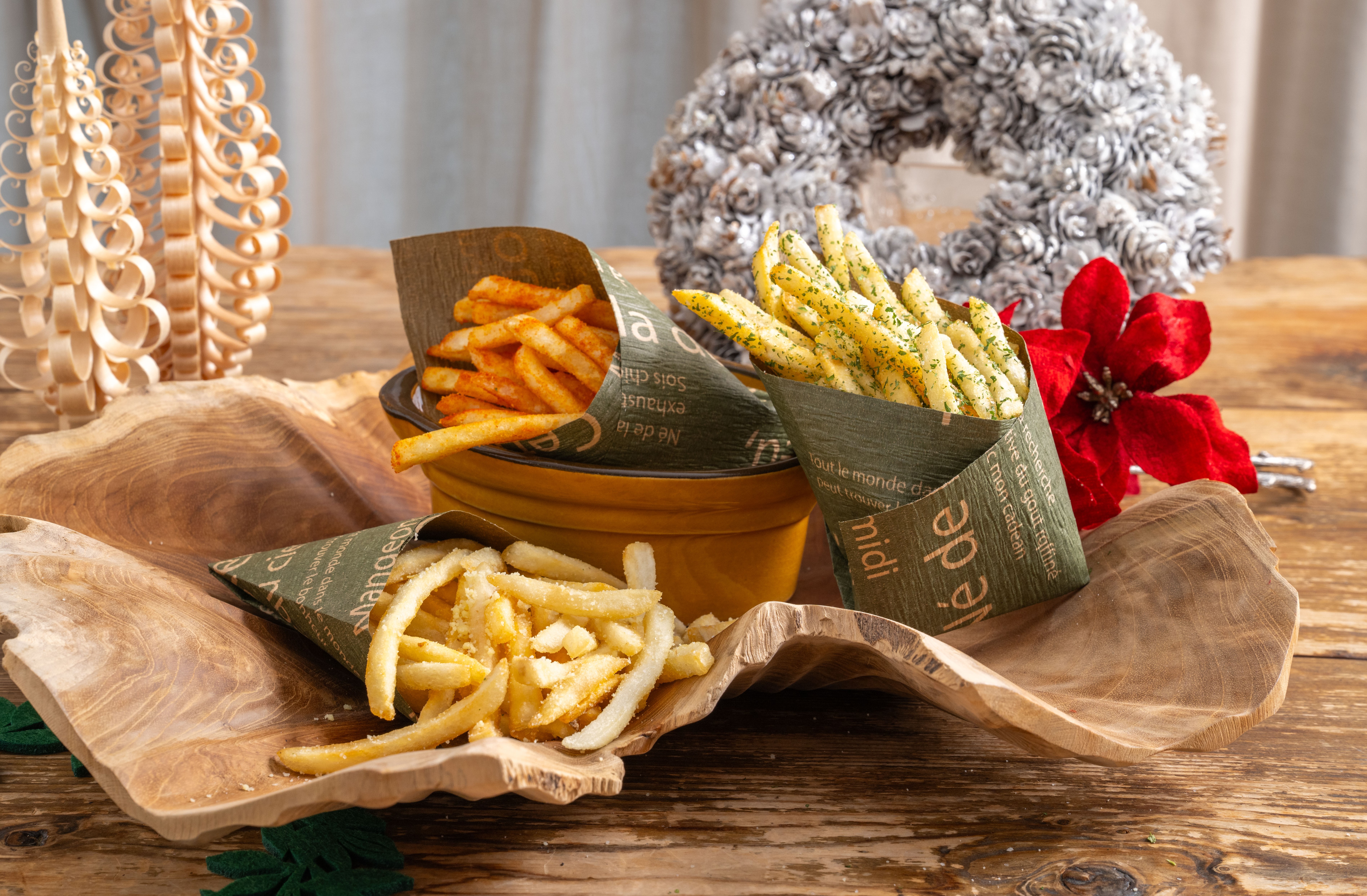 クリスマスカラーのポテトシューストリング